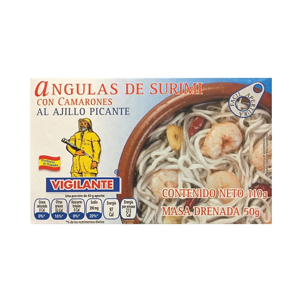 Vigilante Angulas de Surumi com Camarões Ao Ajillo Picante 110G