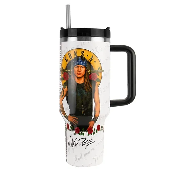 Garrafa Térmica Weedoo Guns Axl Rose 1.2L com Canudo Branco/Preto