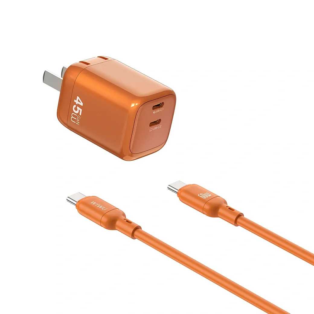 Carregador com Cabo USB-C para USB-C Wiwu Wi-G025 45W Laranja