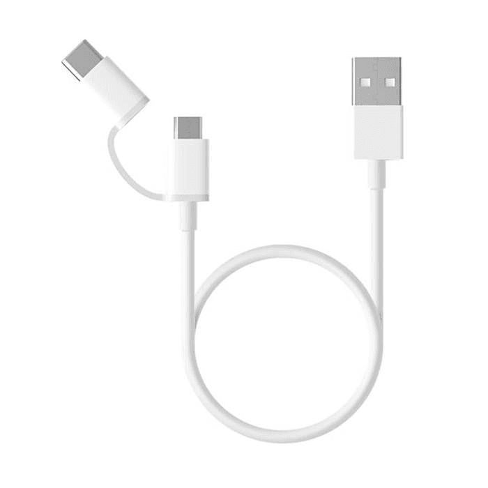Cabo Xiaomi Mi 2En1 Micro USB A USB-C SJX02ZM SJV4082TY 1M Branco